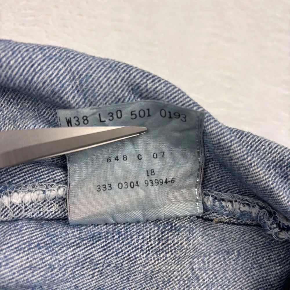 Levis 501 Mens 38x30 Medium Wash Faded Y2K distressed Loose fit CB4-29